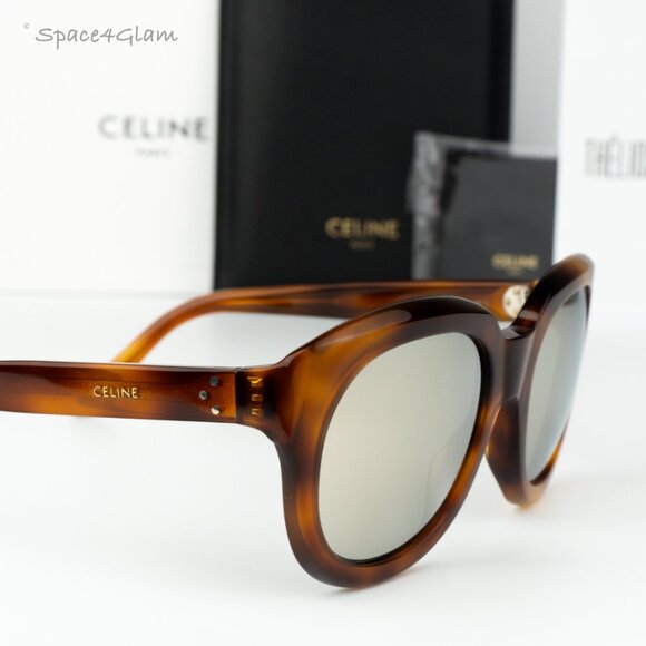 Celine Women Sunglasses Light Havana Smoke Mirror Oval CL40071I 56C BRAND NEW main image 5